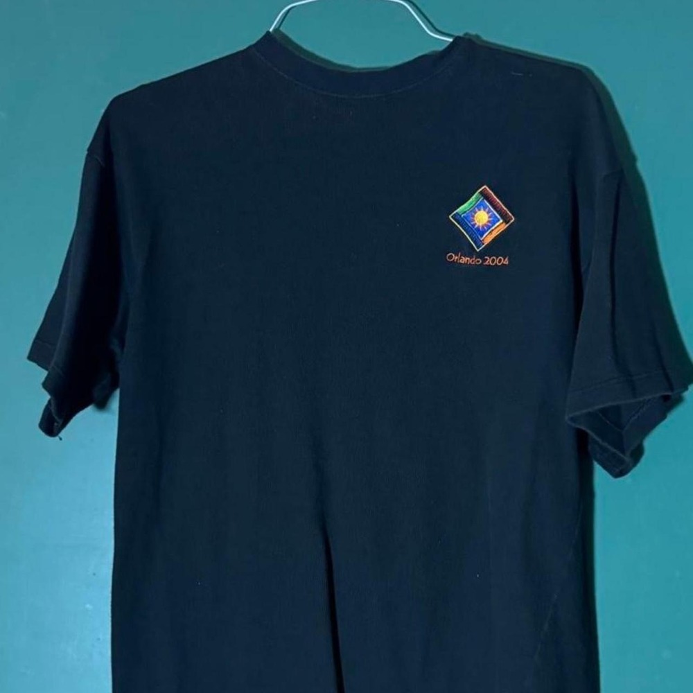 Vintage Port & Company Orlando 2004 Black Ribbed T-Shirt Mens Large Y2K